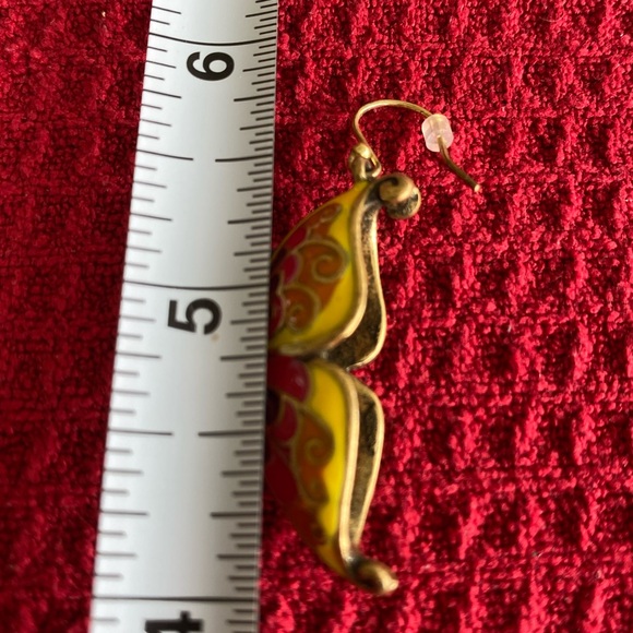 🎄$3 bundled EUC Butterflies Cloisonné Gold Tone Earrings - Picture 6 of 6